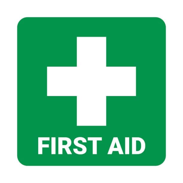 green back ground with white first aid cross